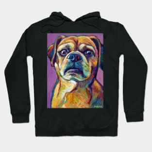 Fun Puggle Pup on Lavender Hoodie